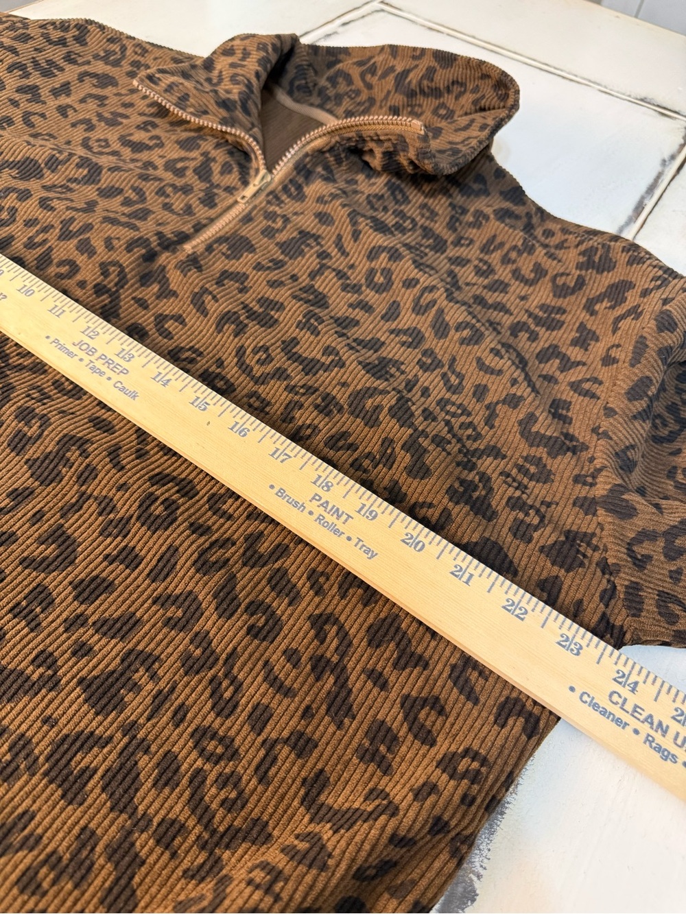 Boho oversized Leopard Print Quarter-Zip Pullover Size Large - Picture 10 of 15